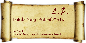 Lukácsy Petrónia névjegykártya